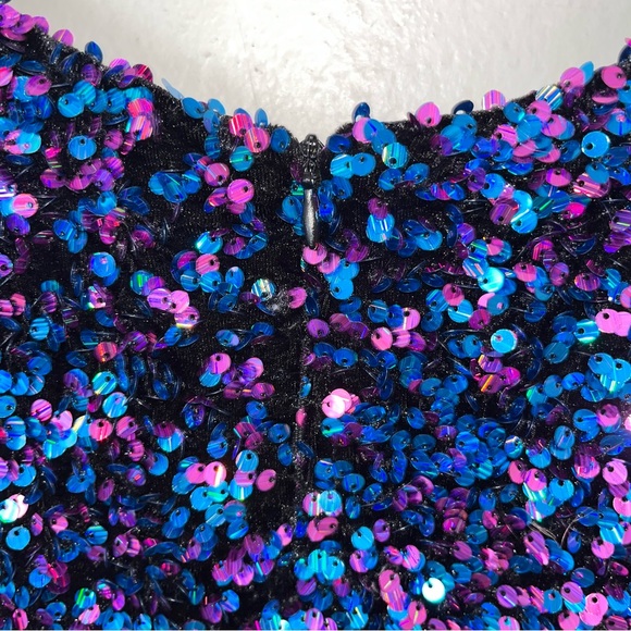 Zara blue and purple sequin mini dress Sz S - Picture 13 of 16